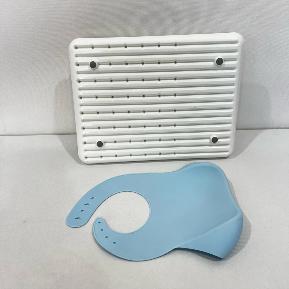 Bottle & Accessories Drying Rack And Blue Silicone Bib Bundle Lot